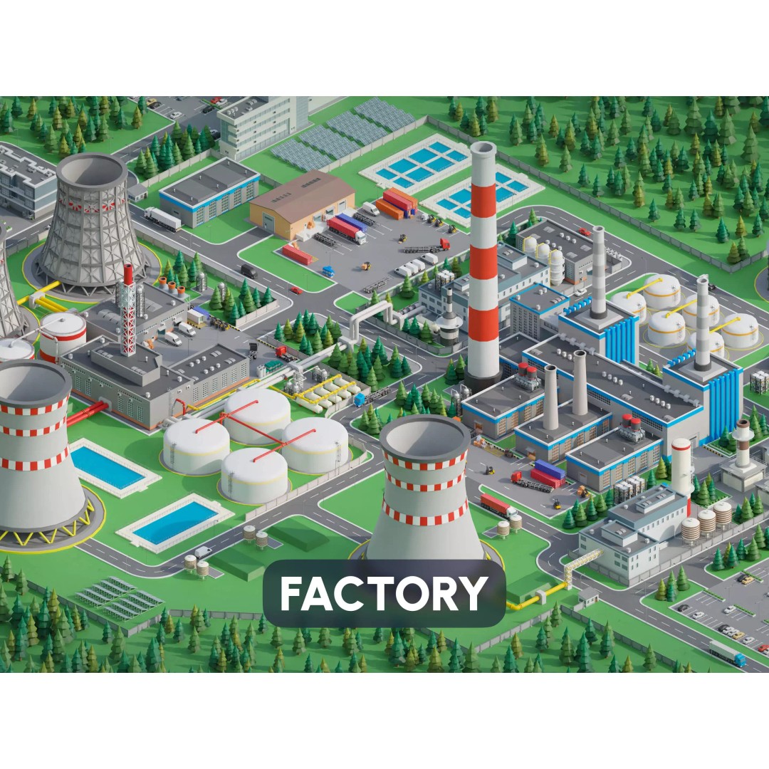 Factory 3D Model – Low Poly Industrial Asset Pack, FBX & OBJ - View 2