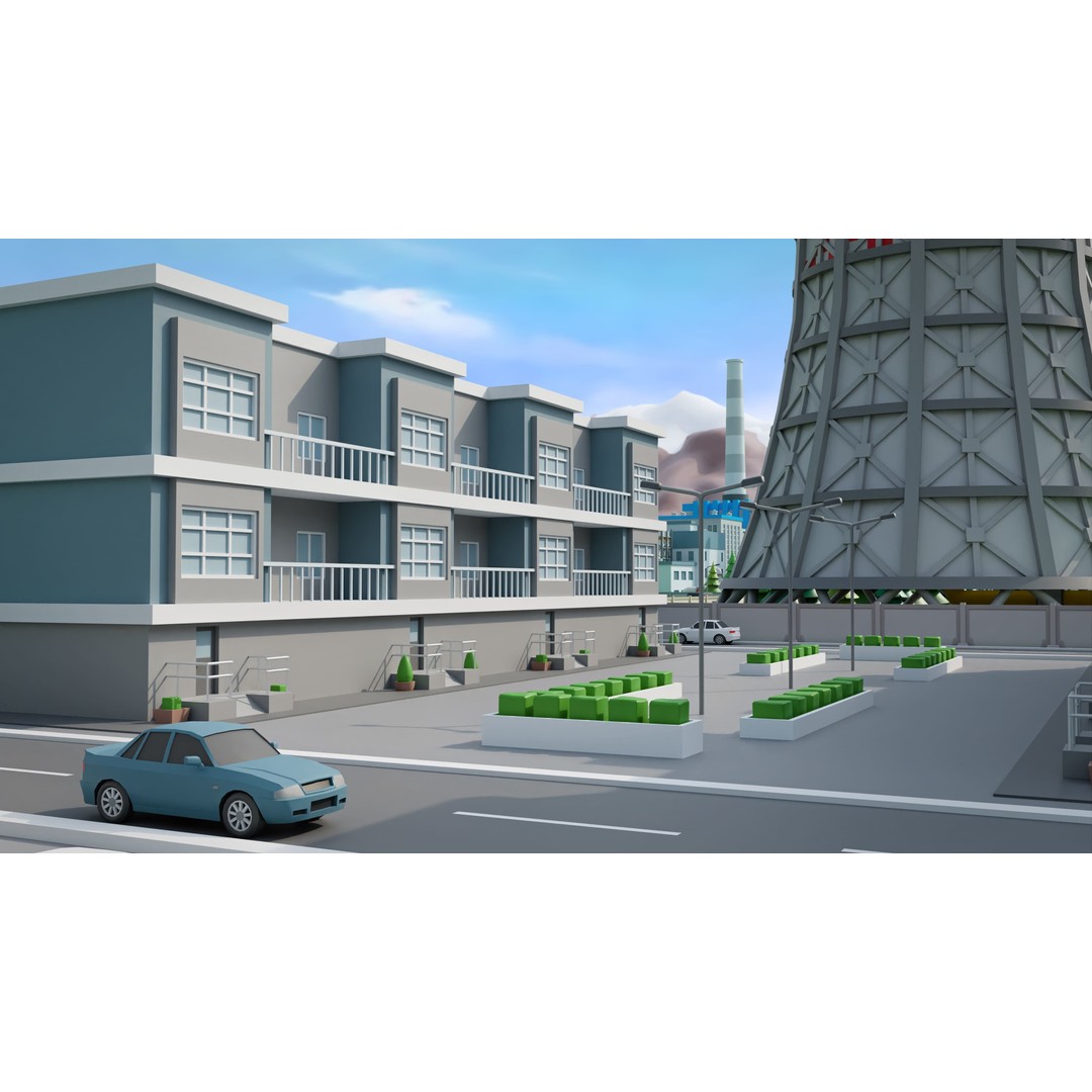 Factory 3D Model – Low Poly Industrial Asset Pack, FBX & OBJ - View 21
