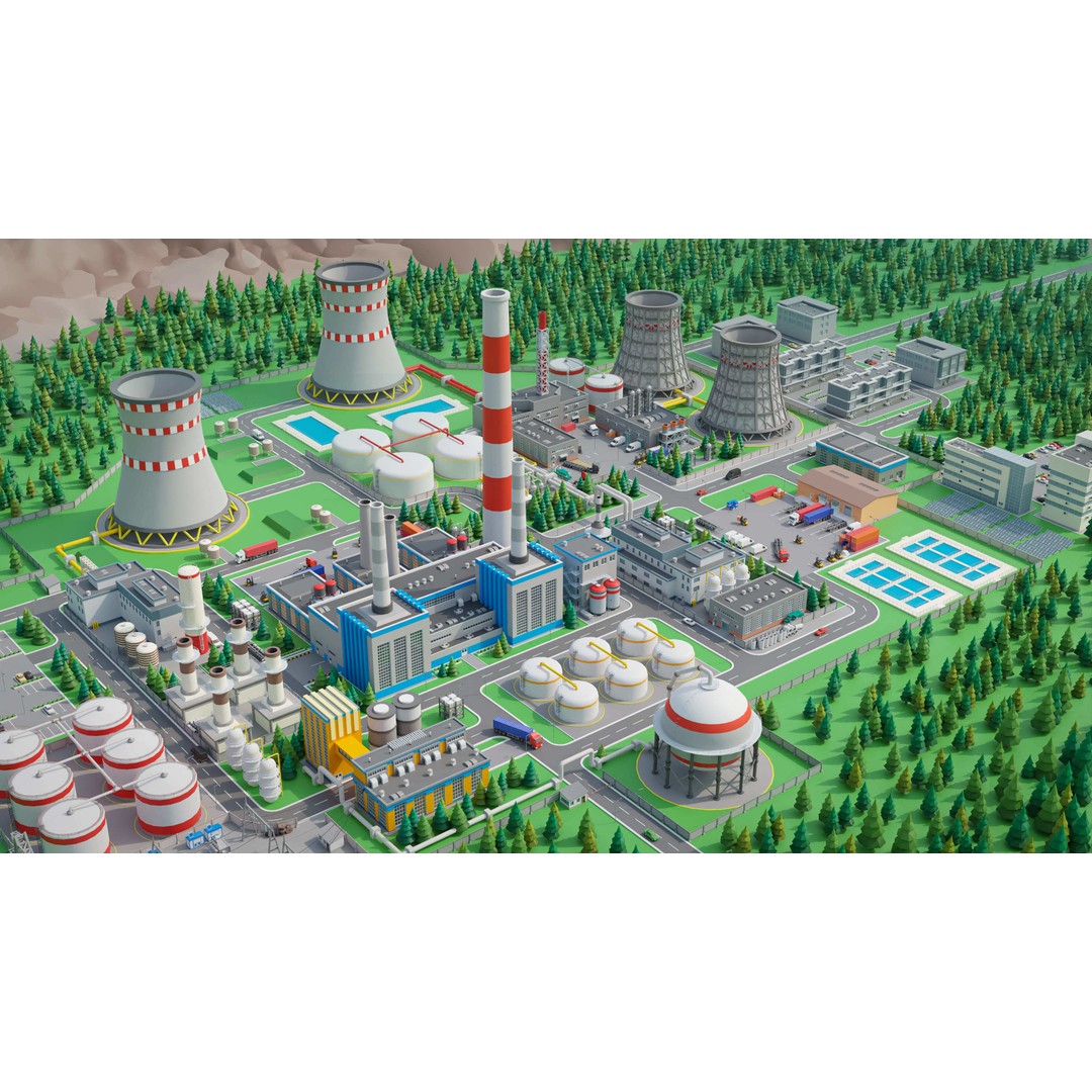 Factory 3D Model – Low Poly Industrial Asset Pack, FBX & OBJ - View 24