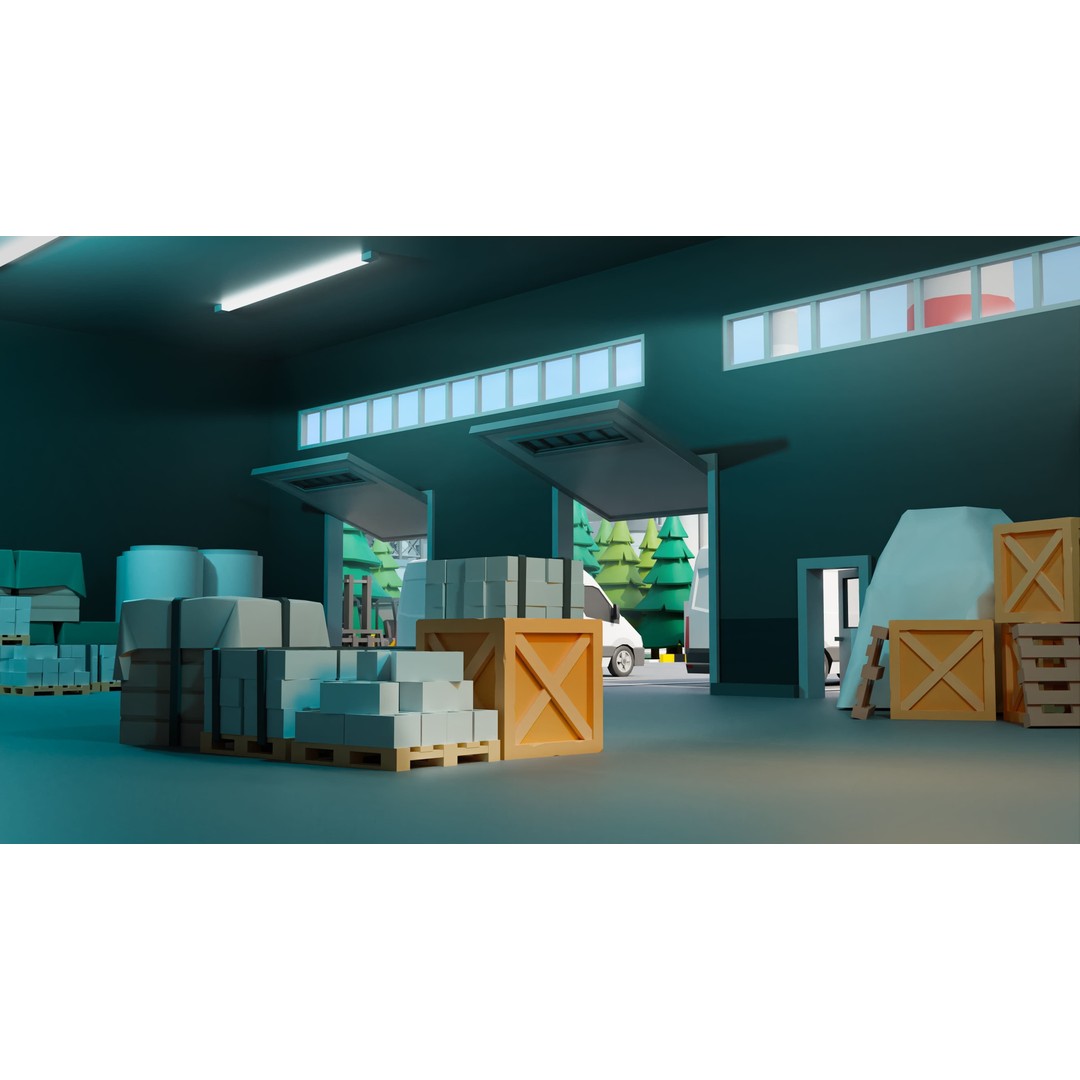 Factory 3D Model – Low Poly Industrial Asset Pack, FBX & OBJ - View 26