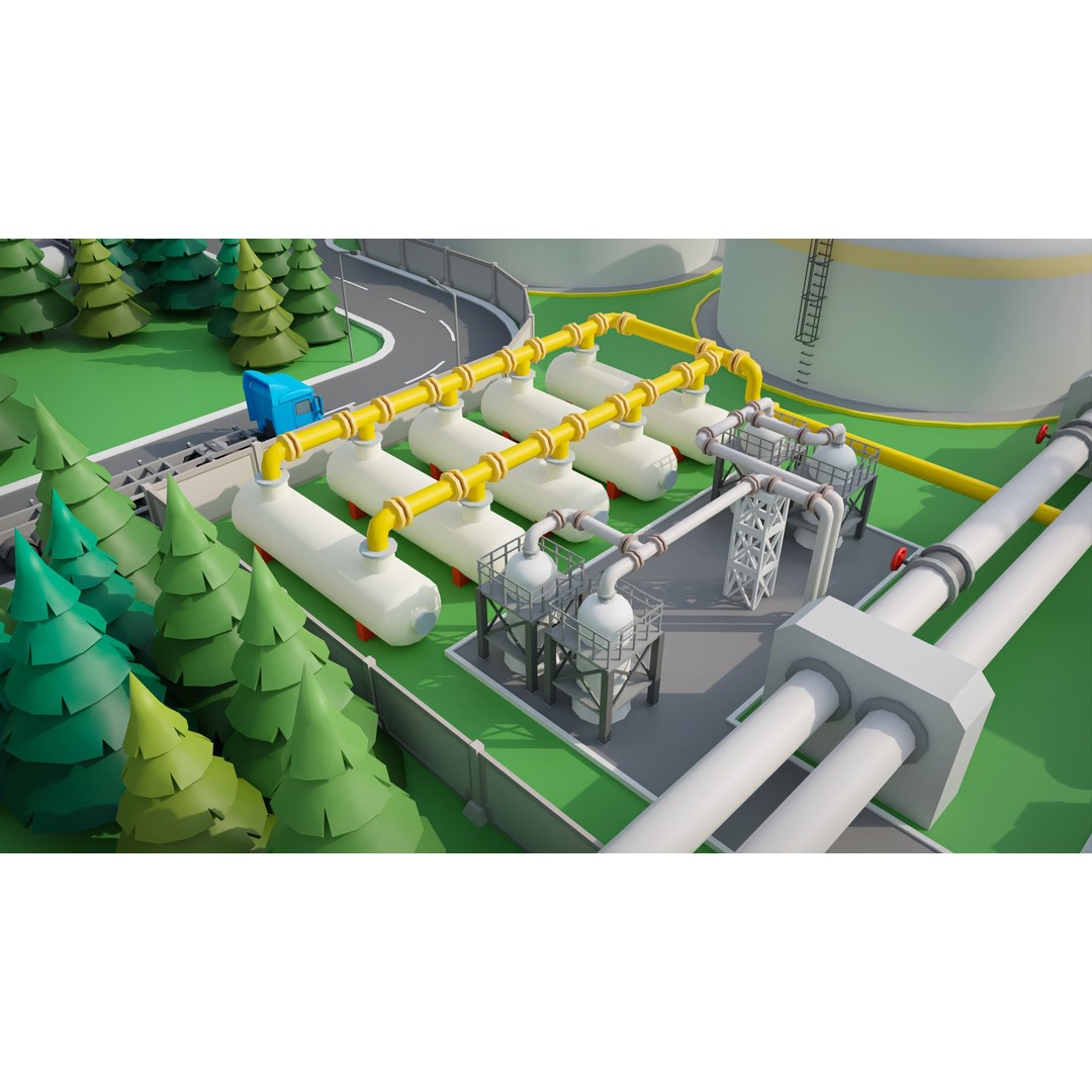 Factory 3D Model – Low Poly Industrial Asset Pack, FBX & OBJ - View 28