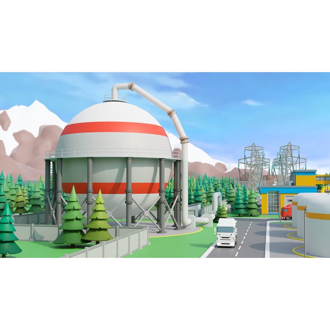 Factory 3D Model – Low Poly Industrial Asset Pack, FBX & OBJ - View 29