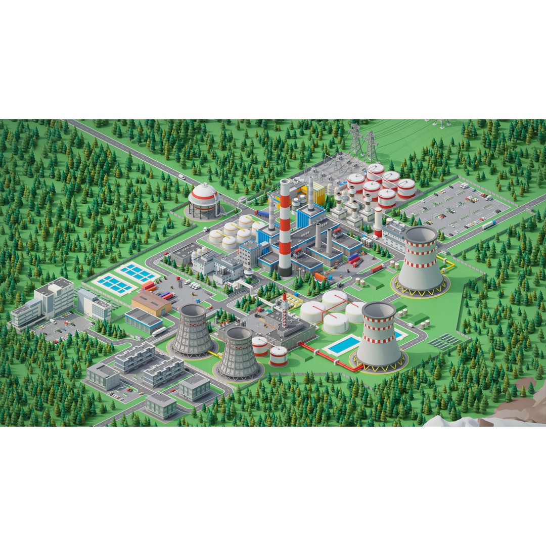 Factory 3D Model – Low Poly Industrial Asset Pack, FBX & OBJ - View 30