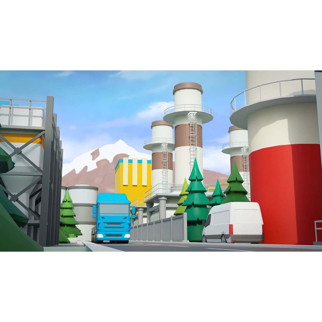 Factory 3D Model – Low Poly Industrial Asset Pack, FBX & OBJ - View 36