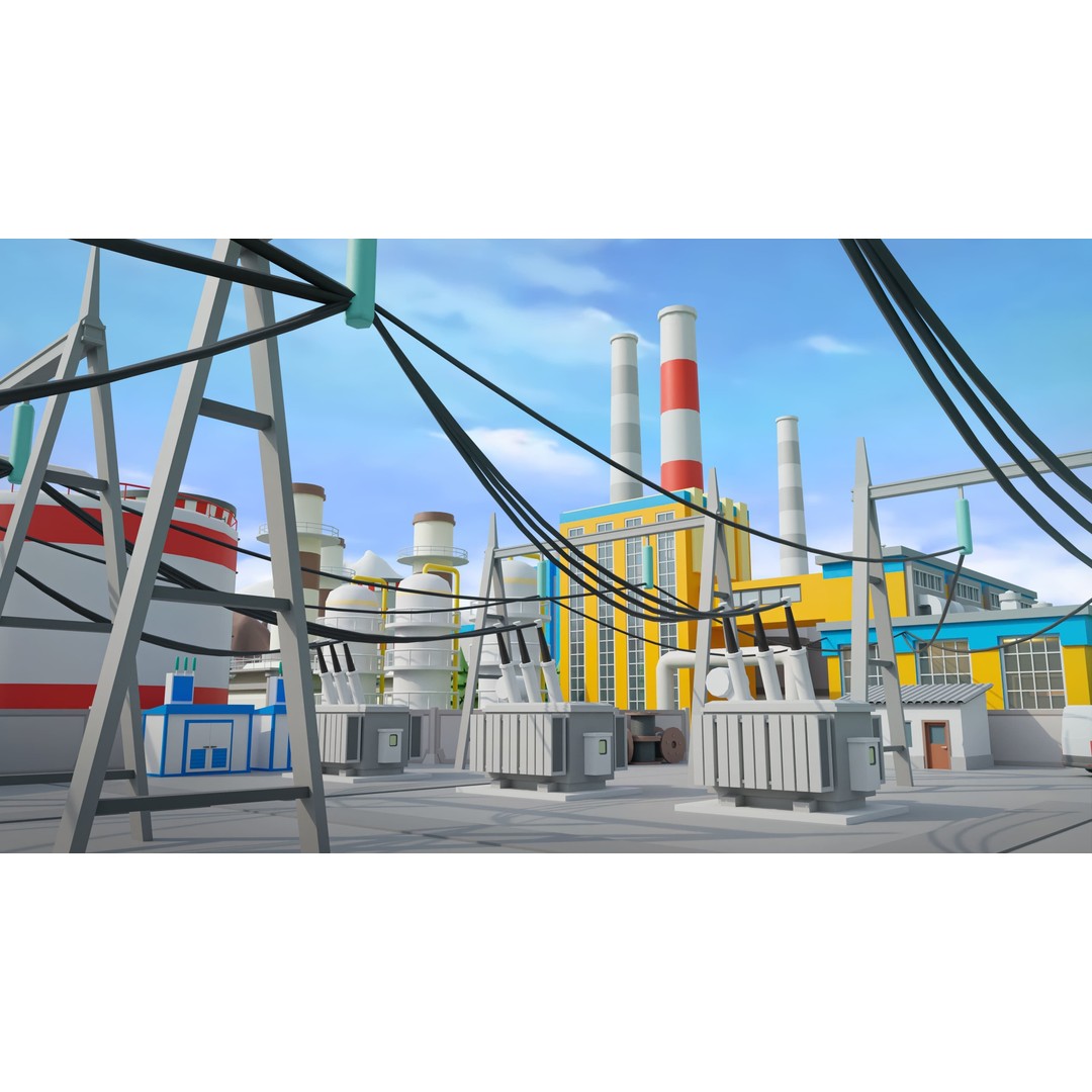 Factory 3D Model – Low Poly Industrial Asset Pack, FBX & OBJ - View 8