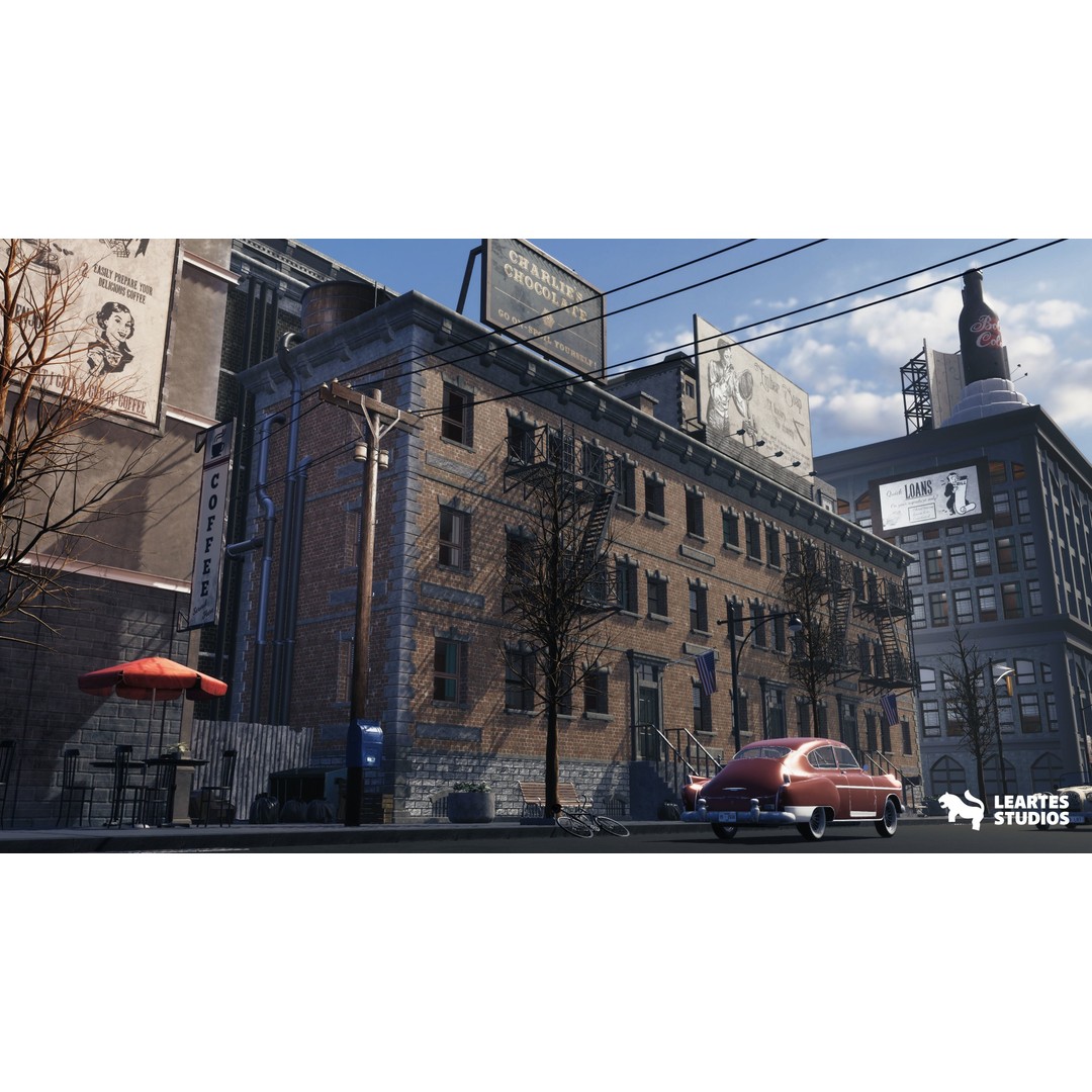 1950s NYC Environment 3D Model – Low Poly Megapack with Vehicles and Props - View 7