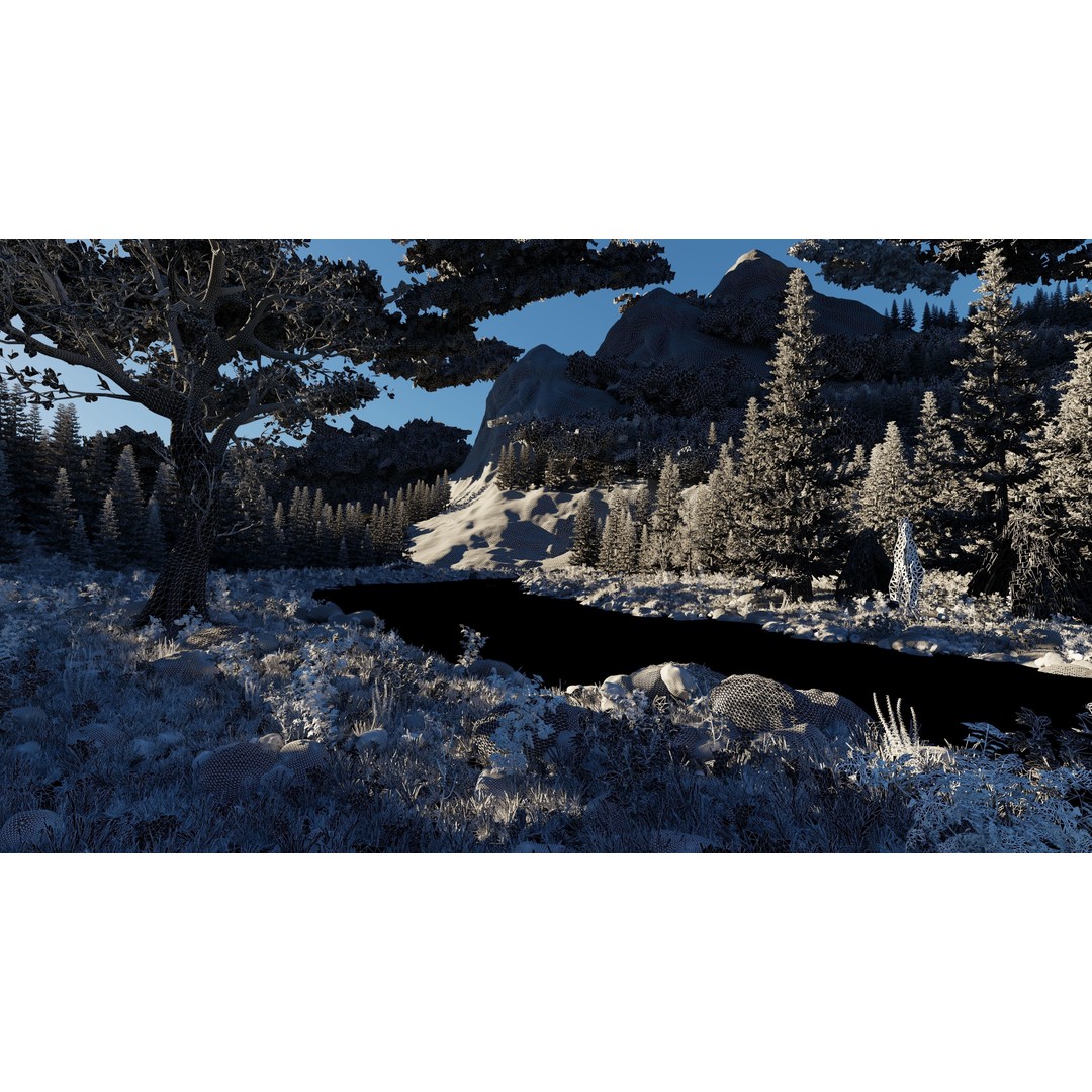 River Mountains 3D Model – High Poly Landscape with PBR Textures, Blender