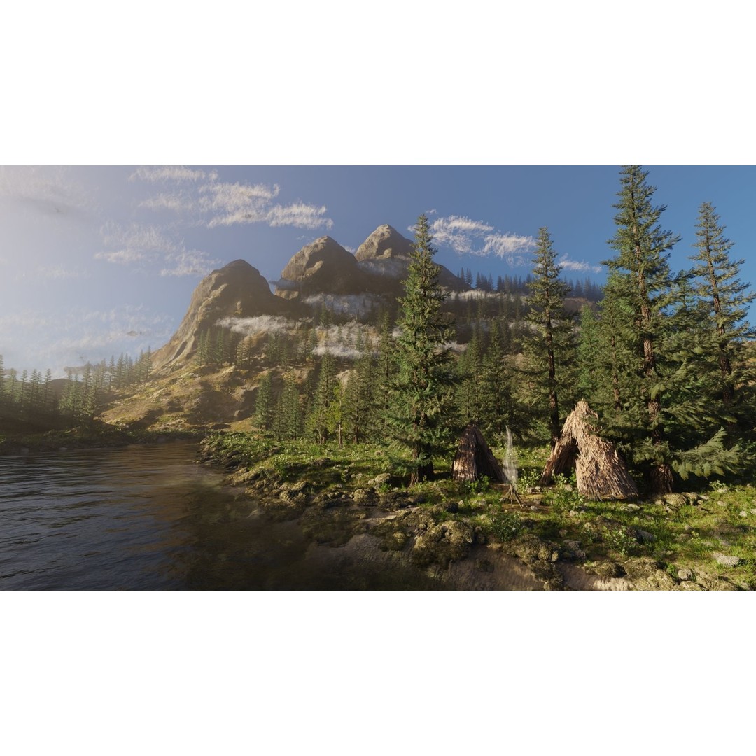 River Mountains 3D Model – High Poly Landscape with PBR Textures, Blender - View 3