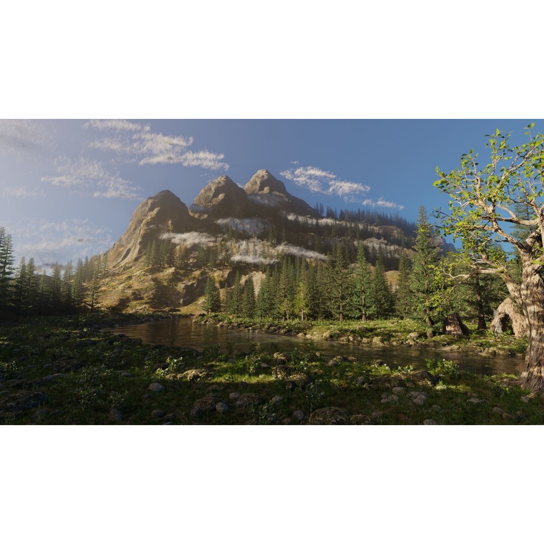 River Mountains 3D Model – High Poly Landscape with PBR Textures, Blender - View 4