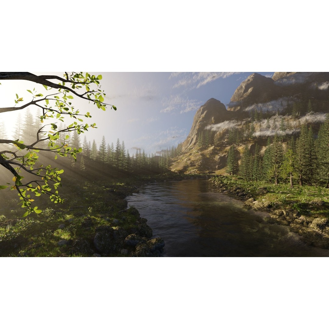 River Mountains 3D Model – High Poly Landscape with PBR Textures, Blender - View 6