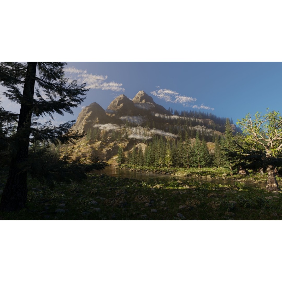 River Mountains 3D Model – High Poly Landscape with PBR Textures, Blender - View 9