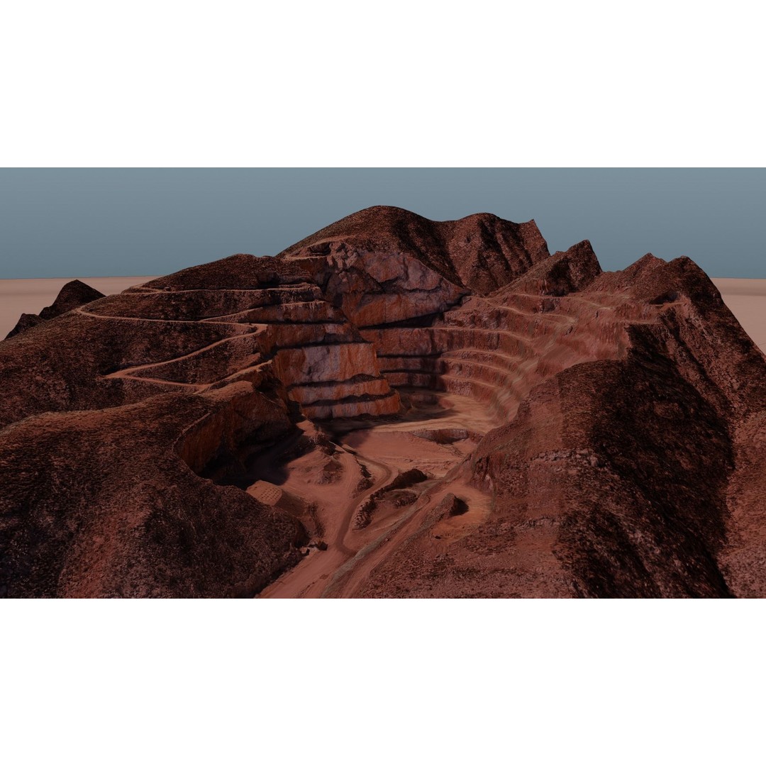 Open Pit Mine 3D Model – Detailed Landscape Asset, FBX, PBR Textures - View 24
