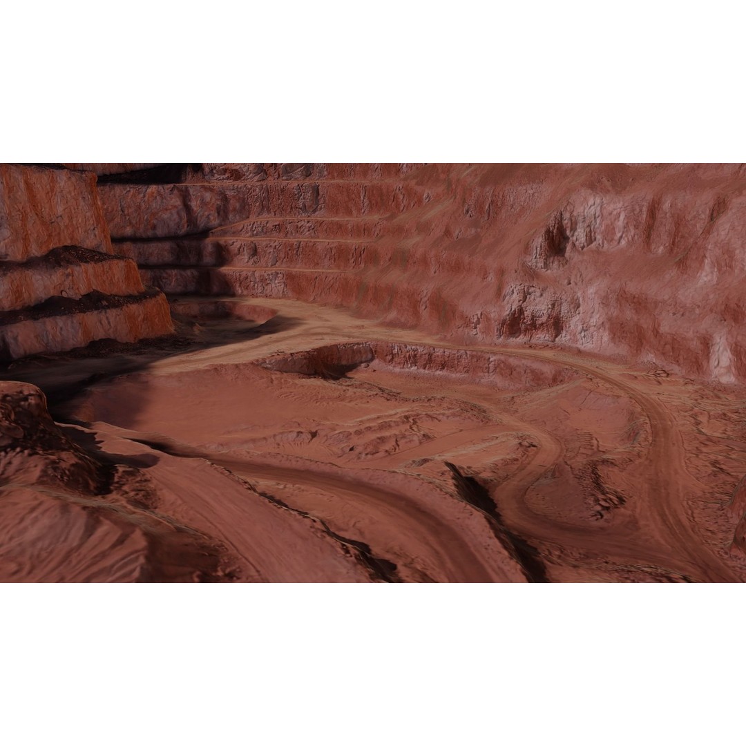 Open Pit Mine 3D Model – Detailed Landscape Asset, FBX, PBR Textures - View 29
