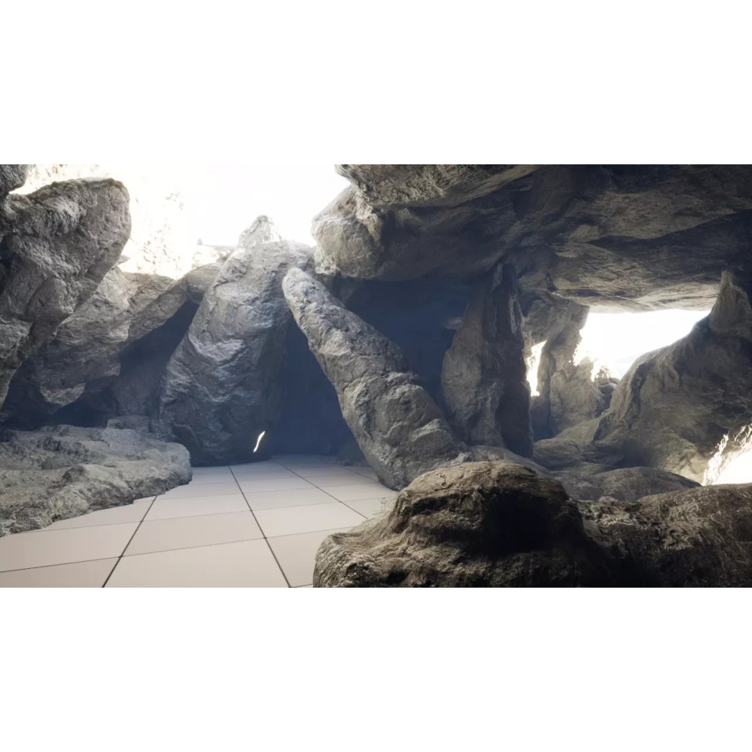Cliff Rocks 3D Model – Low Poly Game Asset, FBX & OBJ Formats - View 2