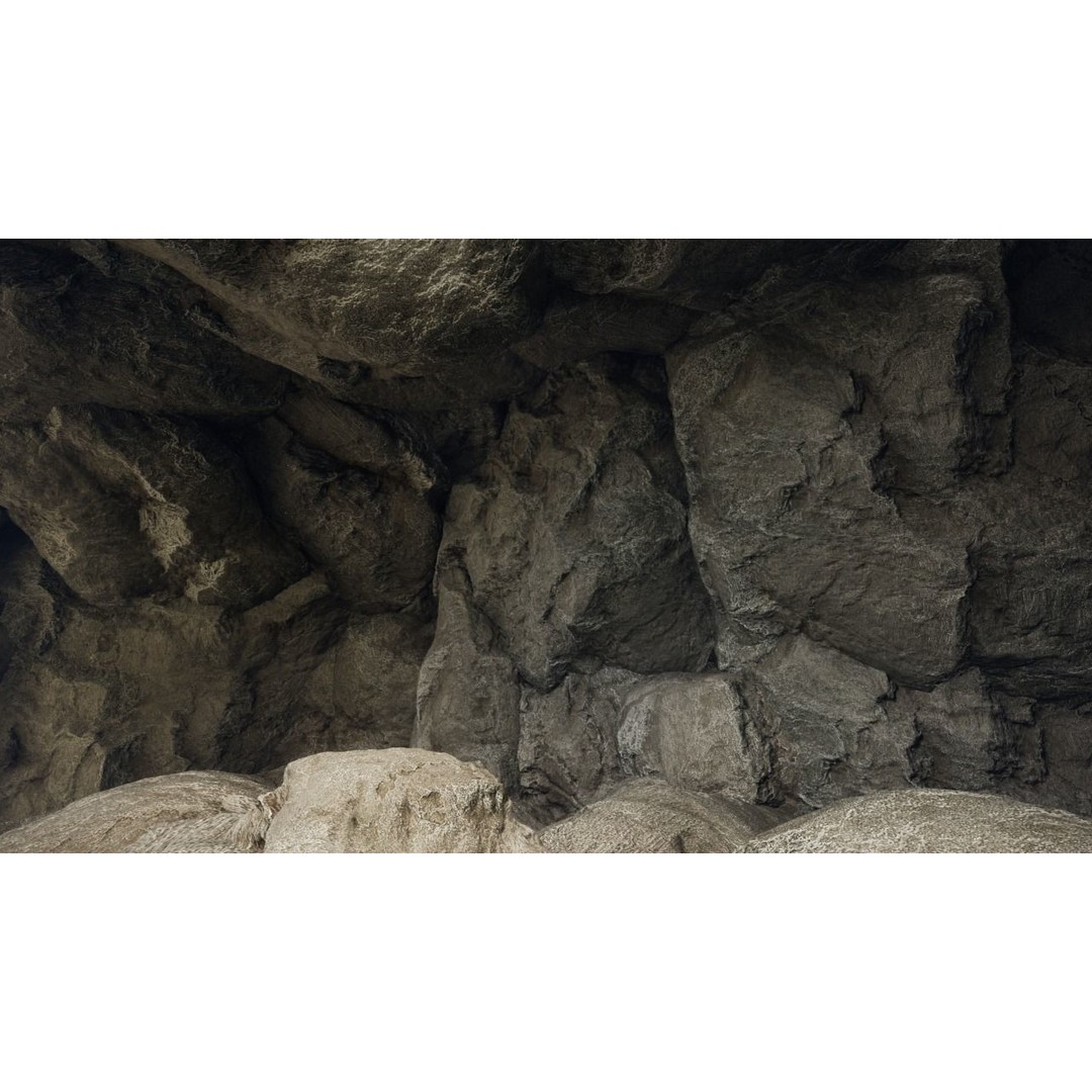 Cliff Rocks 3D Model – Low Poly Game Asset, FBX & OBJ Formats - View 3