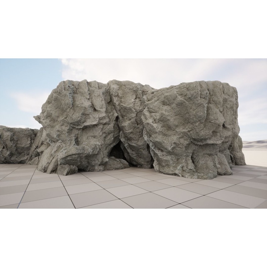 Cliff Rocks 3D Model – Low Poly Game Asset, FBX & OBJ Formats - View 7
