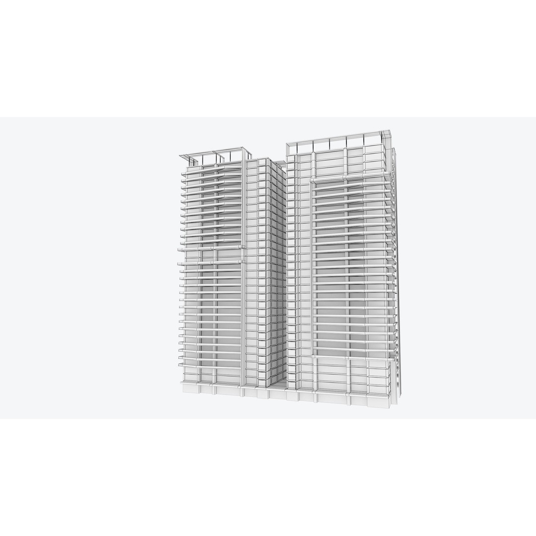 Apartment Building 3D Model – Low Poly Day/Night Skyscraper Asset - View 19