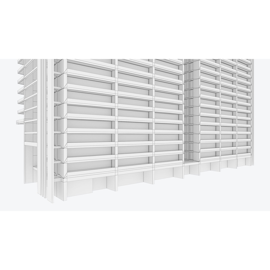 Apartment Building 3D Model – Low Poly Day/Night Skyscraper Asset - View 20