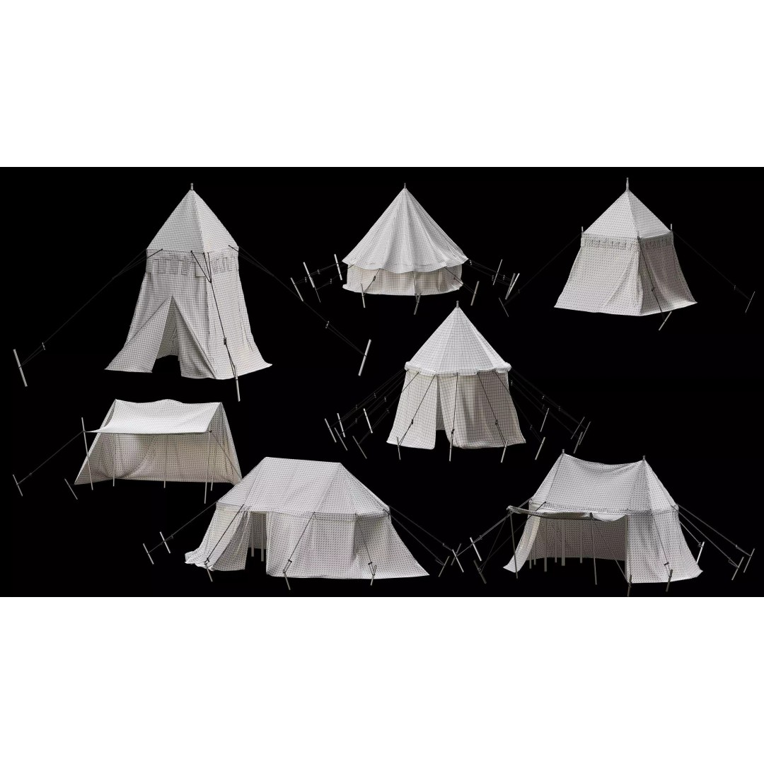 Medieval Tent Collection 3D Model – Low Poly PBR Asset, FBX & OBJ