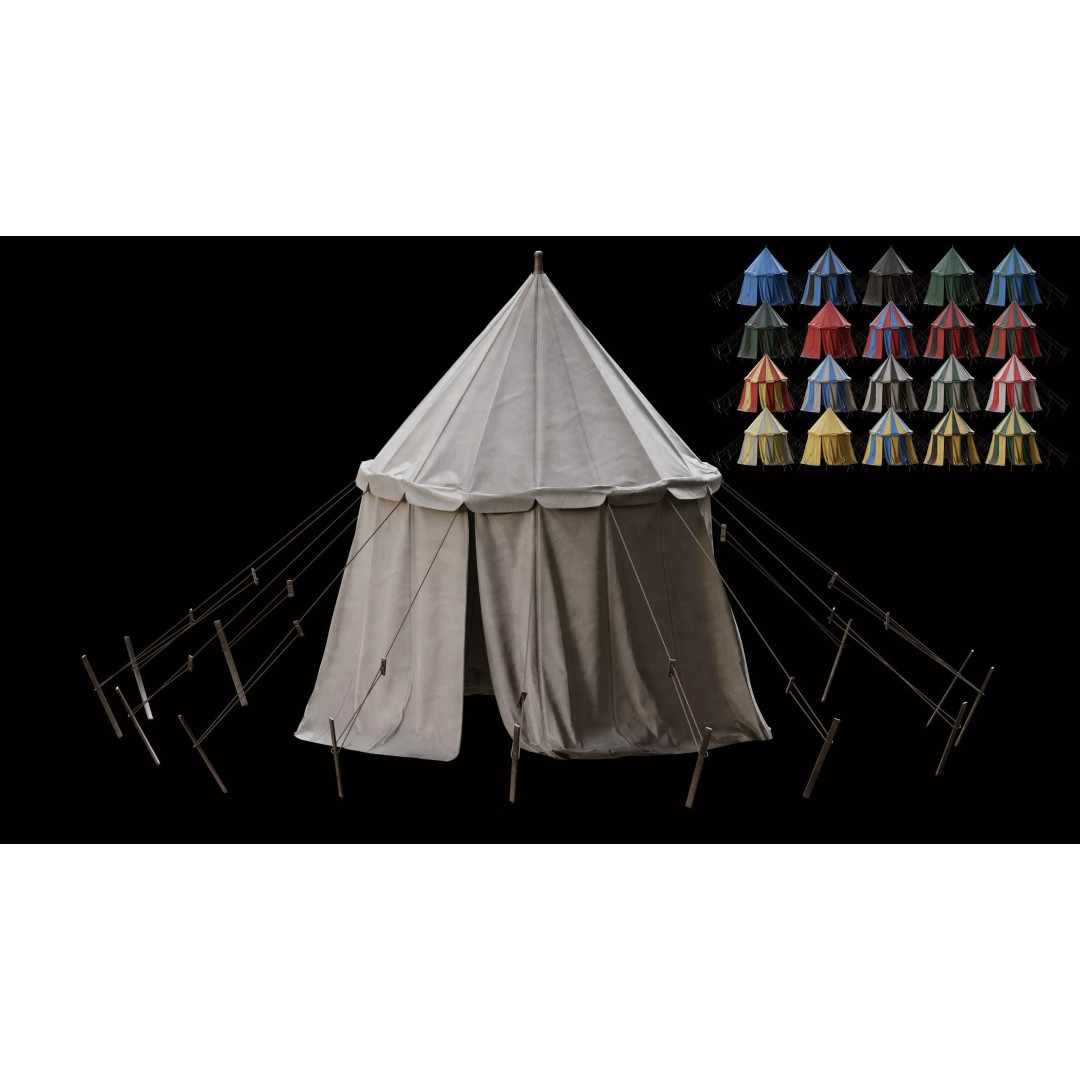Medieval Tent Collection 3D Model – Low Poly PBR Asset, FBX & OBJ - View 12