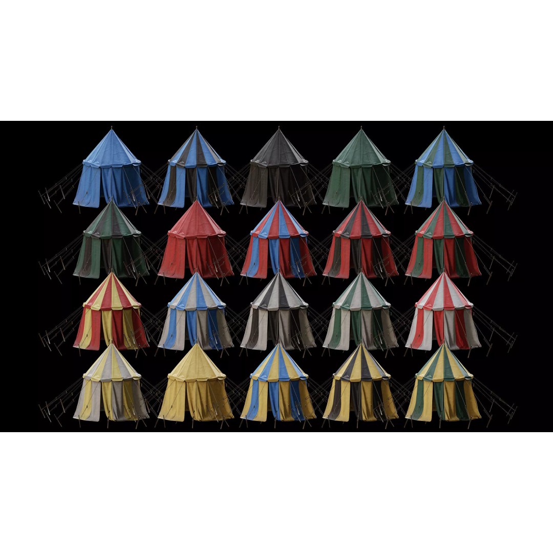 Medieval Tent Collection 3D Model – Low Poly PBR Asset, FBX & OBJ - View 14