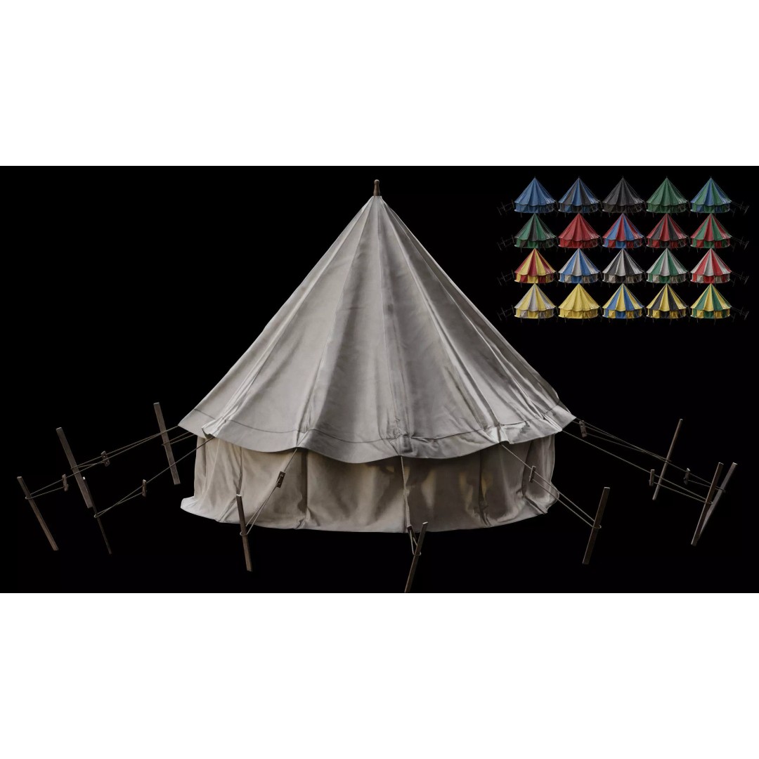 Medieval Tent Collection 3D Model – Low Poly PBR Asset, FBX & OBJ - View 18