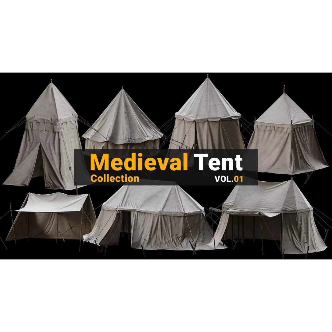 Medieval Tent Collection 3D Model – Low Poly PBR Asset, FBX & OBJ - View 2