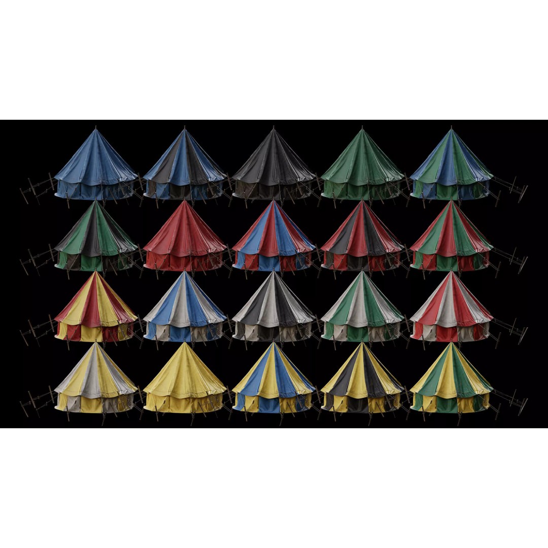 Medieval Tent Collection 3D Model – Low Poly PBR Asset, FBX & OBJ - View 20