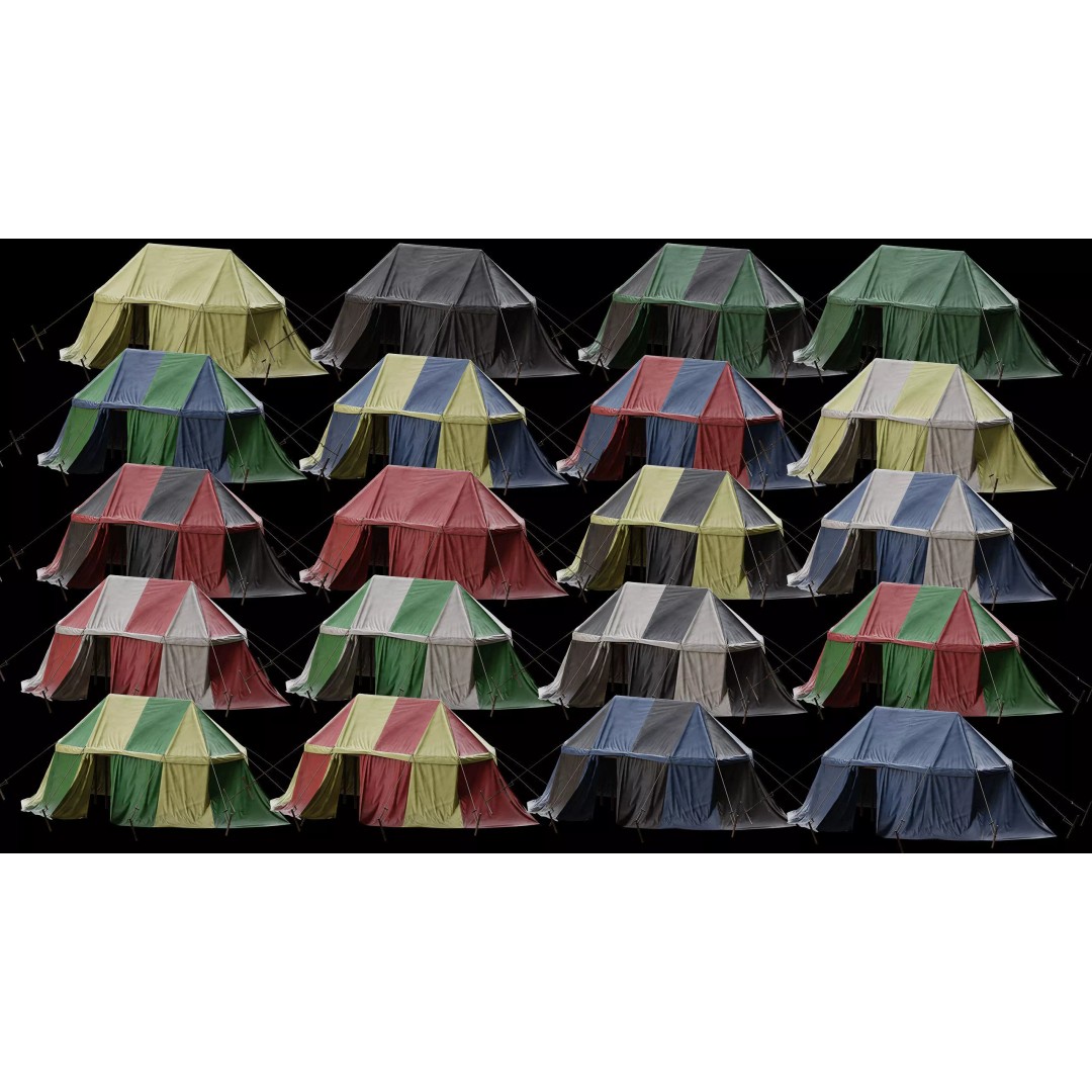 Medieval Tent Collection 3D Model – Low Poly PBR Asset, FBX & OBJ - View 23