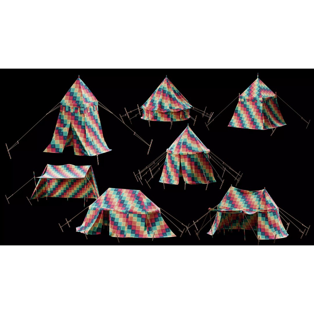 Medieval Tent Collection 3D Model – Low Poly PBR Asset, FBX & OBJ - View 24