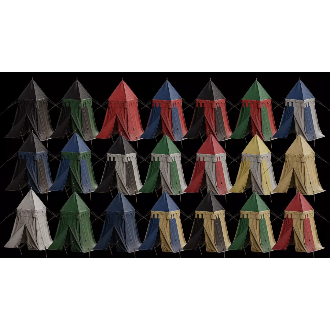 Medieval Tent Collection 3D Model – Low Poly PBR Asset, FBX & OBJ - View 6