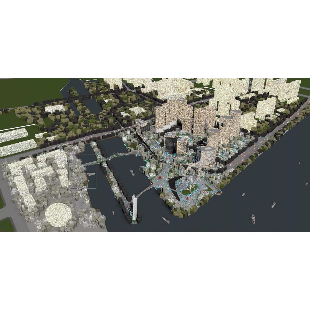 Riverfront Cityscape 3D Model – Mixed-Use Towers & Ferris Wheel, FBX - View 6