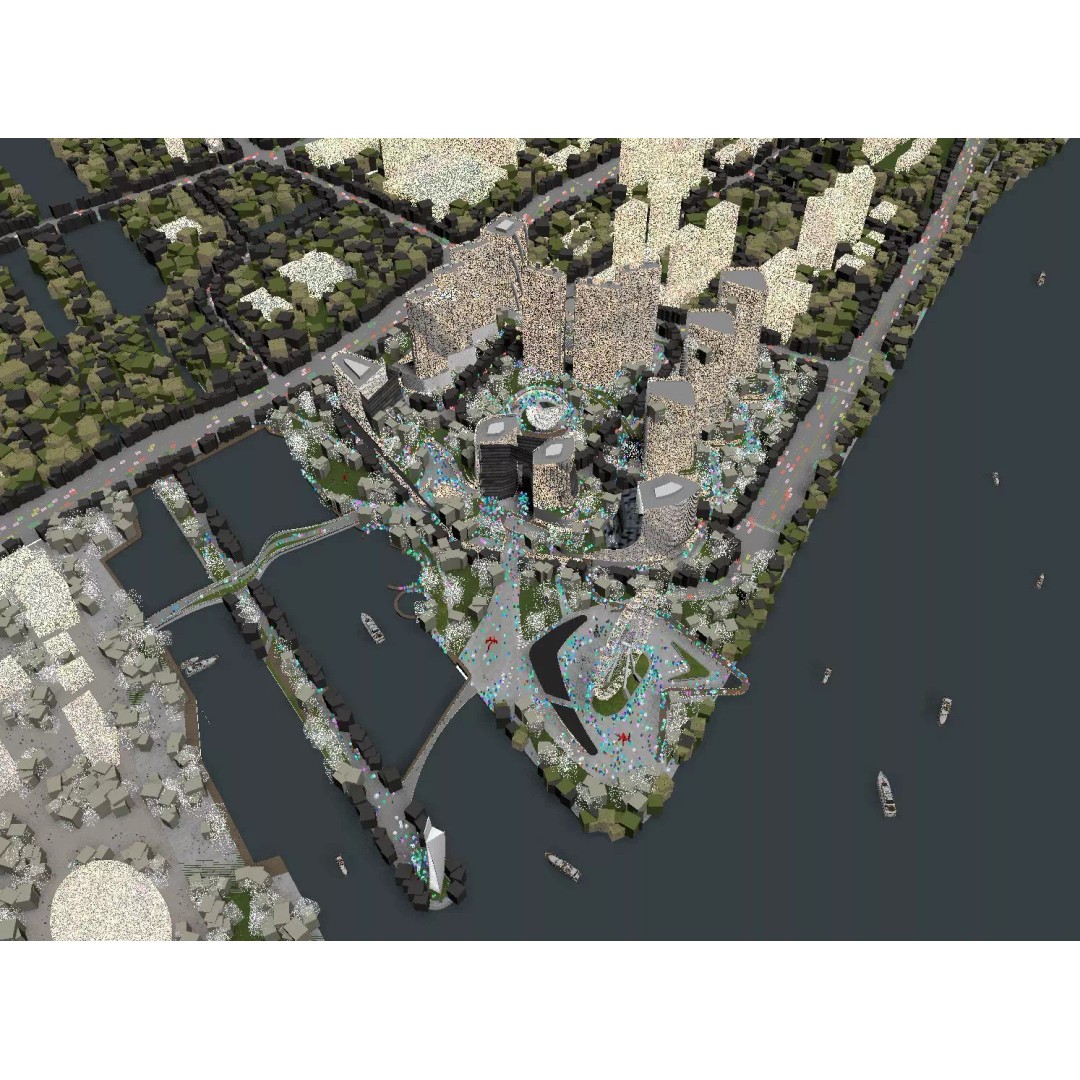 Riverfront Cityscape 3D Model – Mixed-Use Towers & Ferris Wheel, FBX - View 7