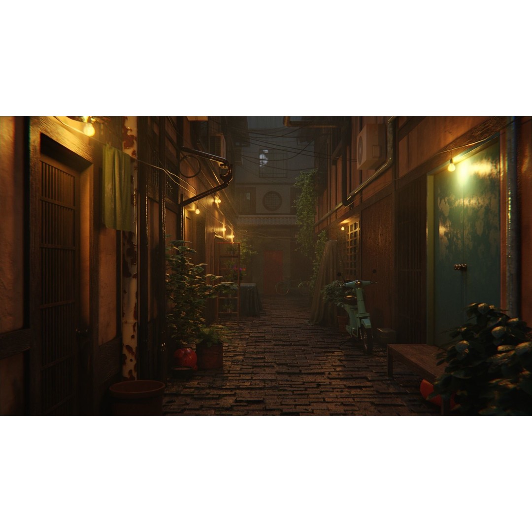 Japanese Alley 3D Model – Urban Scene with PBR Textures, Blender, FBX - View 15