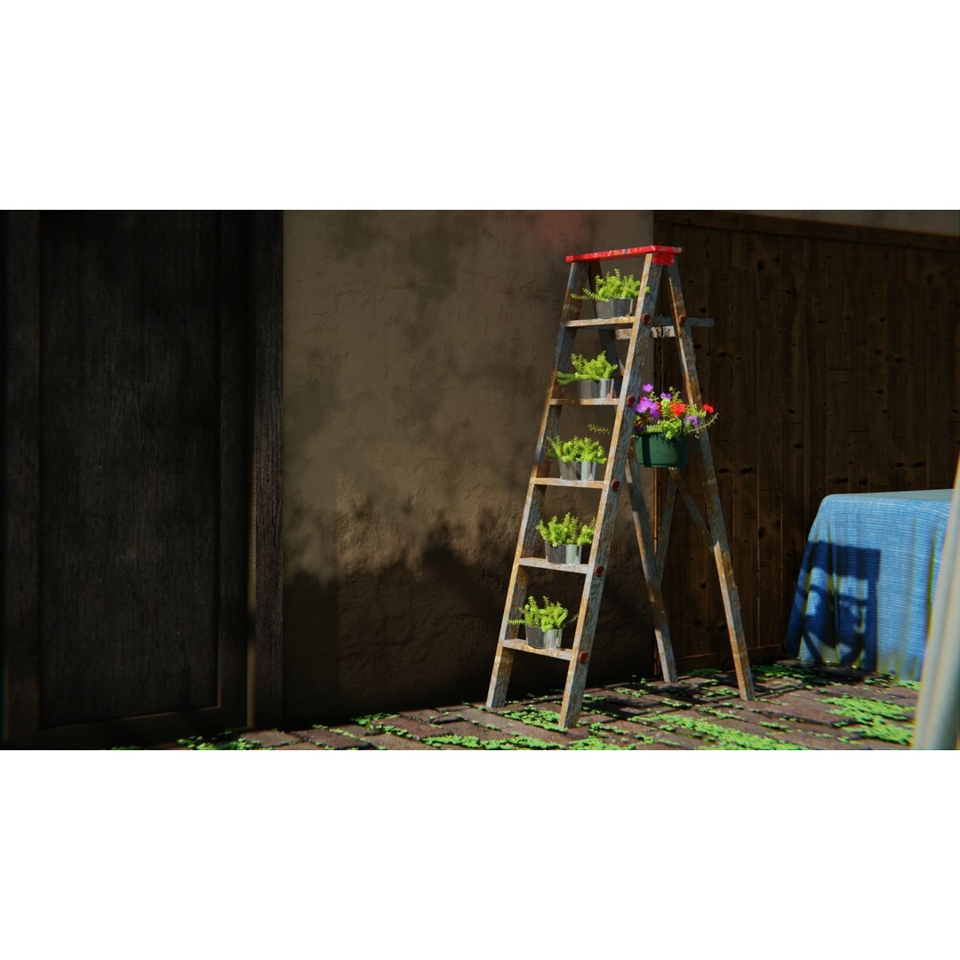 Japanese Alley 3D Model – Urban Scene with PBR Textures, Blender, FBX - View 9