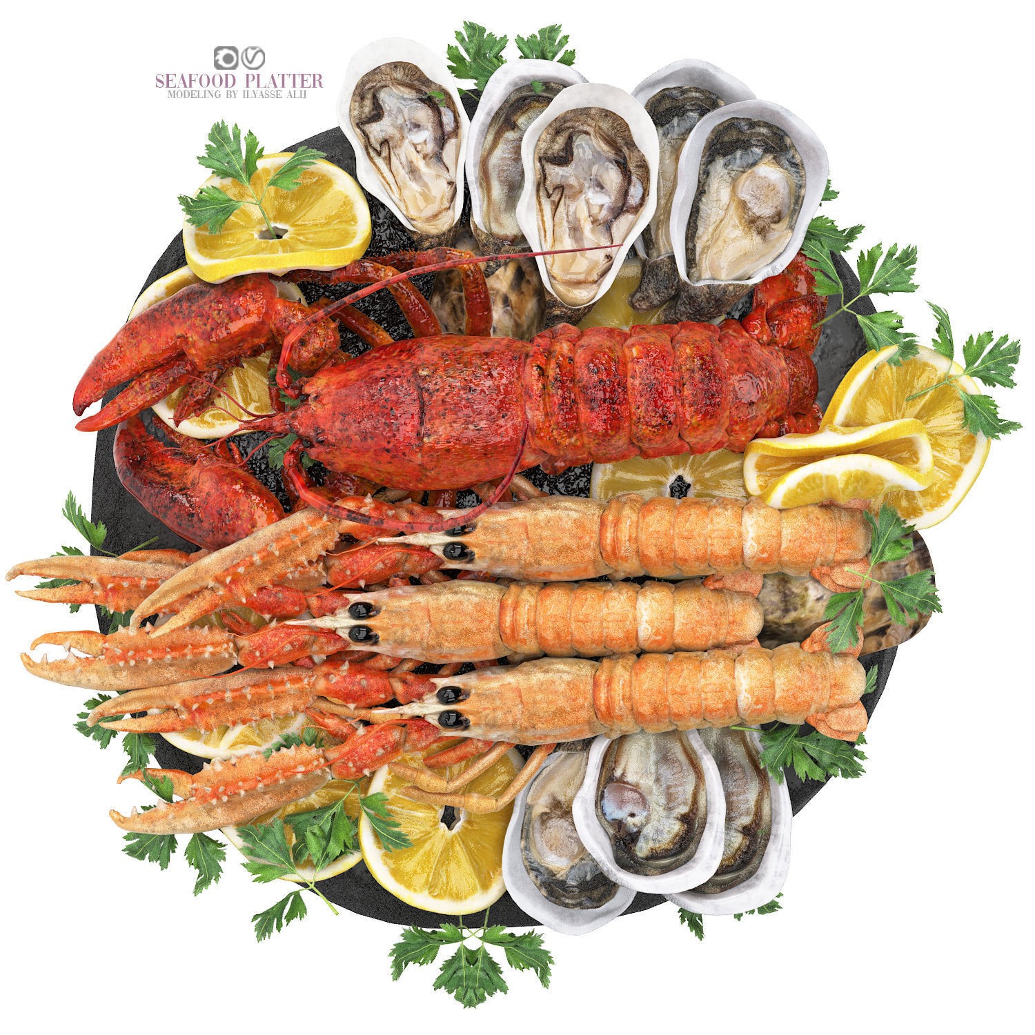 Seafood Platter - Game-Ready 3D Model - View 4