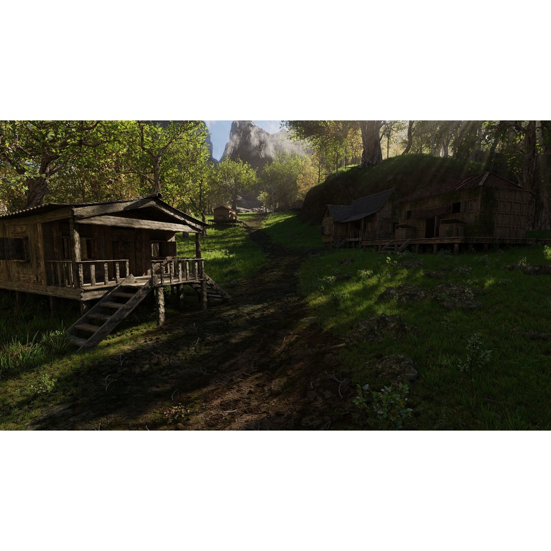 Medieval Pathway Scene 3D Model – High Poly Environment for Blender - View 6