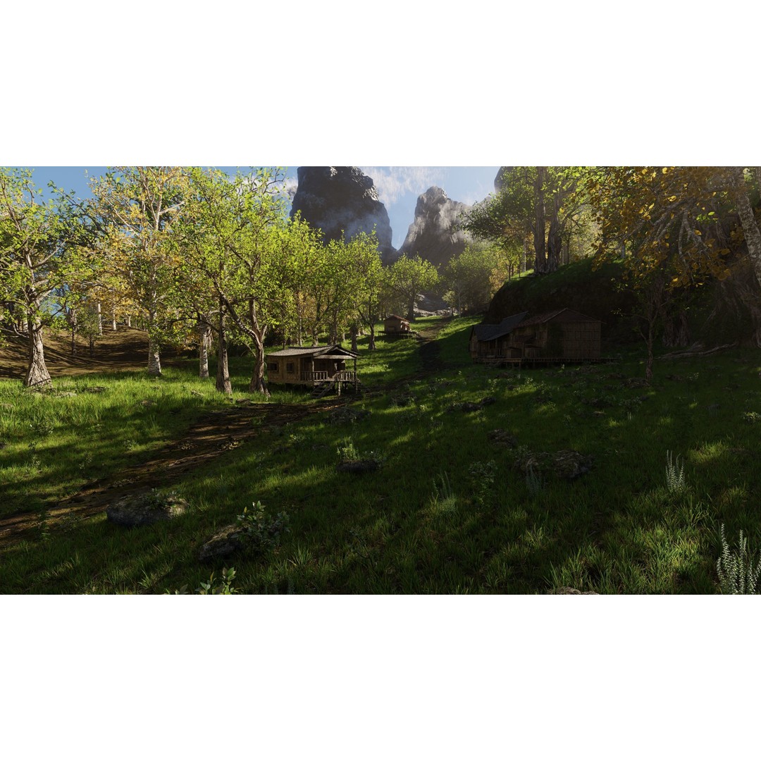 Medieval Pathway Scene 3D Model – High Poly Environment for Blender - View 7