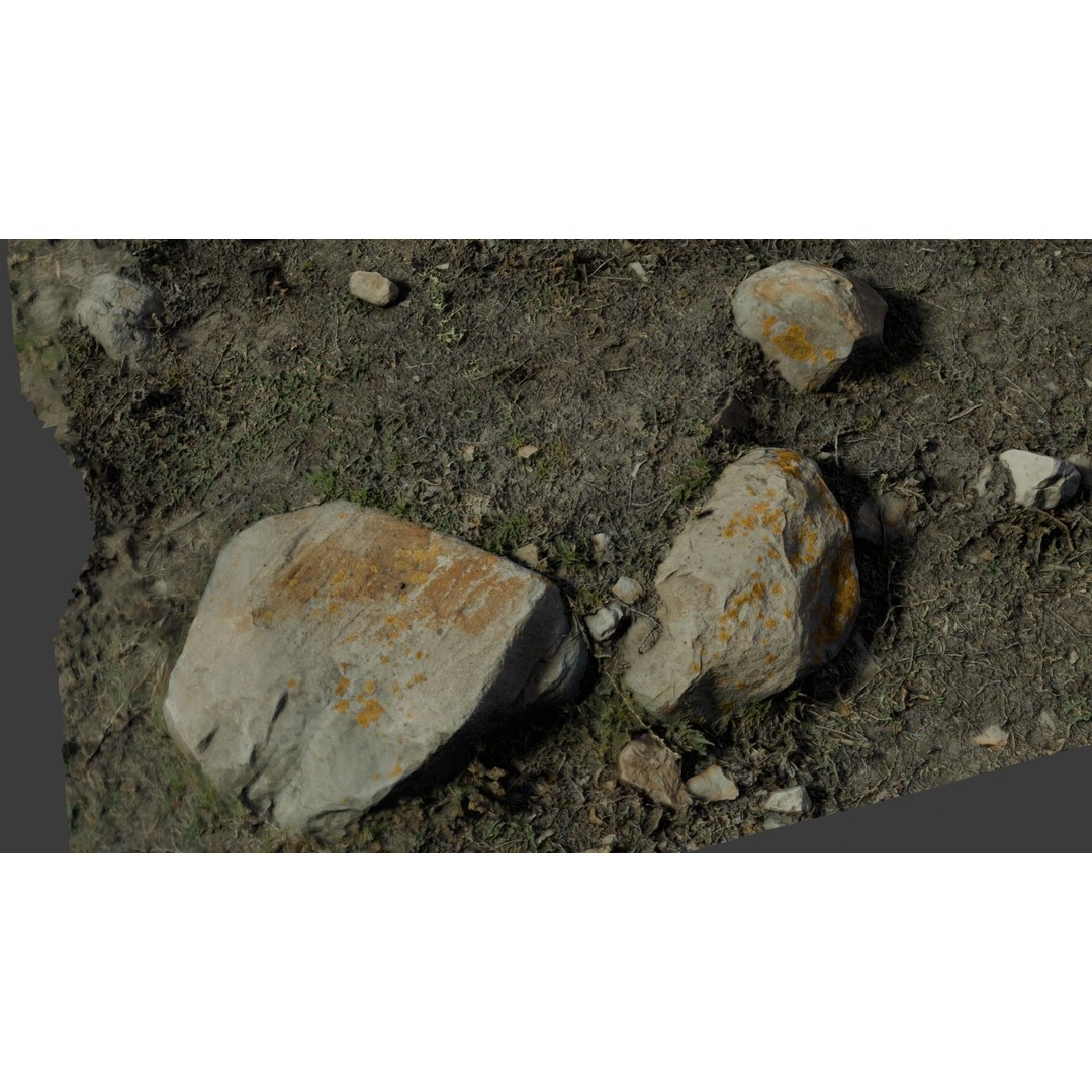 Rock-Laden Ground 3D Model – High-Detail Terrain Asset, OBJ - View 11