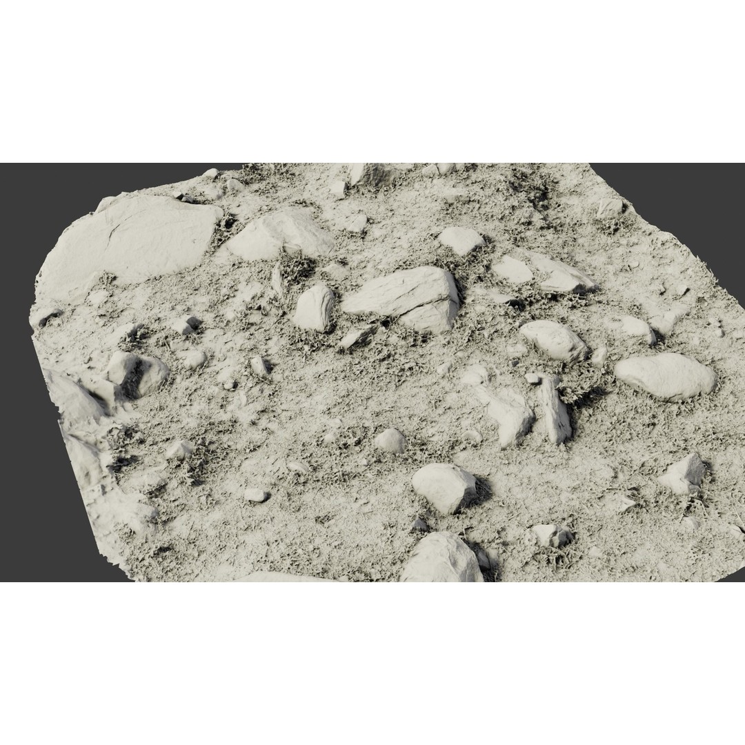 Rock-Laden Ground 3D Model – High-Detail Terrain Asset, OBJ - View 15