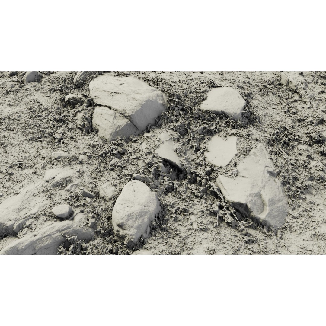 Rock-Laden Ground 3D Model – High-Detail Terrain Asset, OBJ - View 18