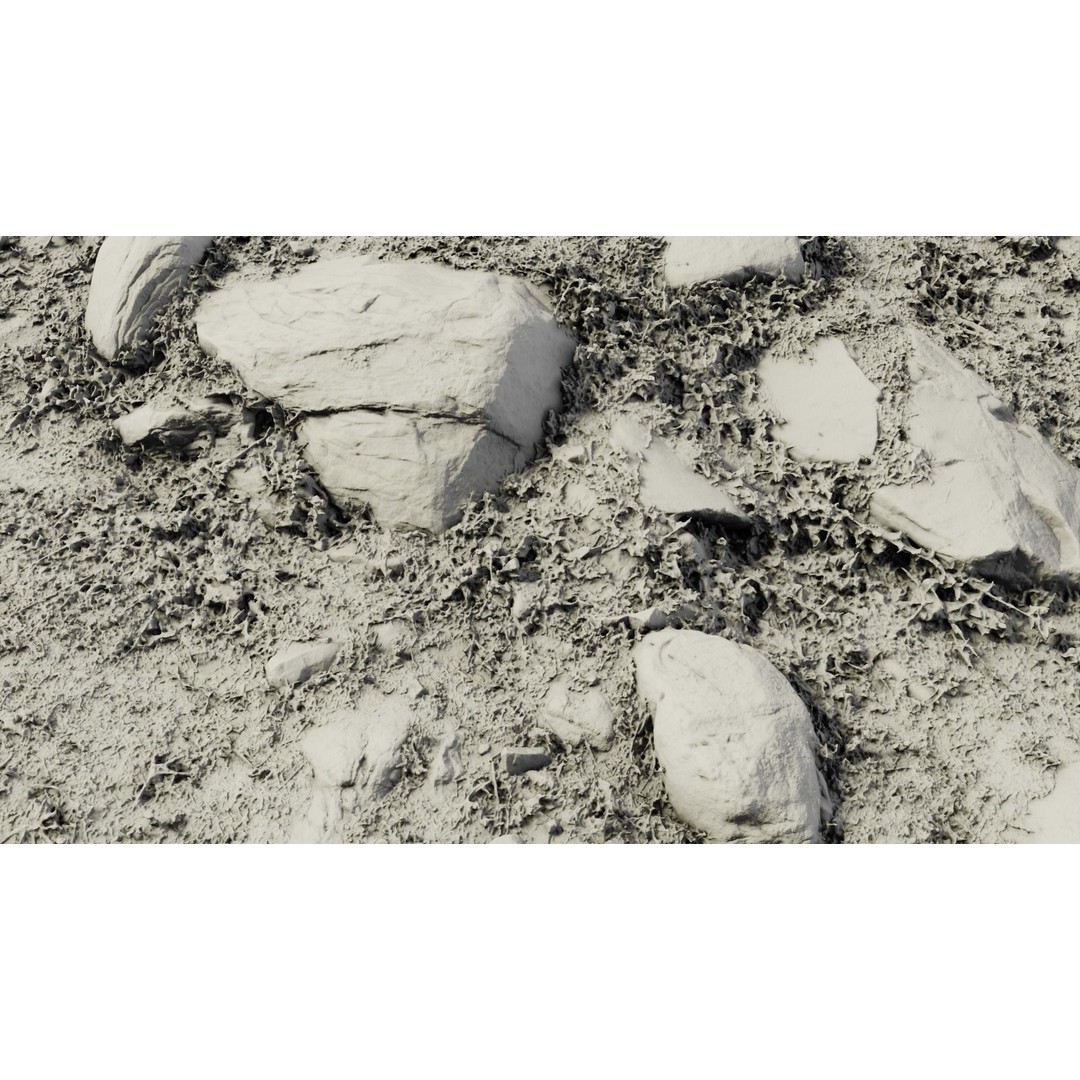 Rock-Laden Ground 3D Model – High-Detail Terrain Asset, OBJ - View 20