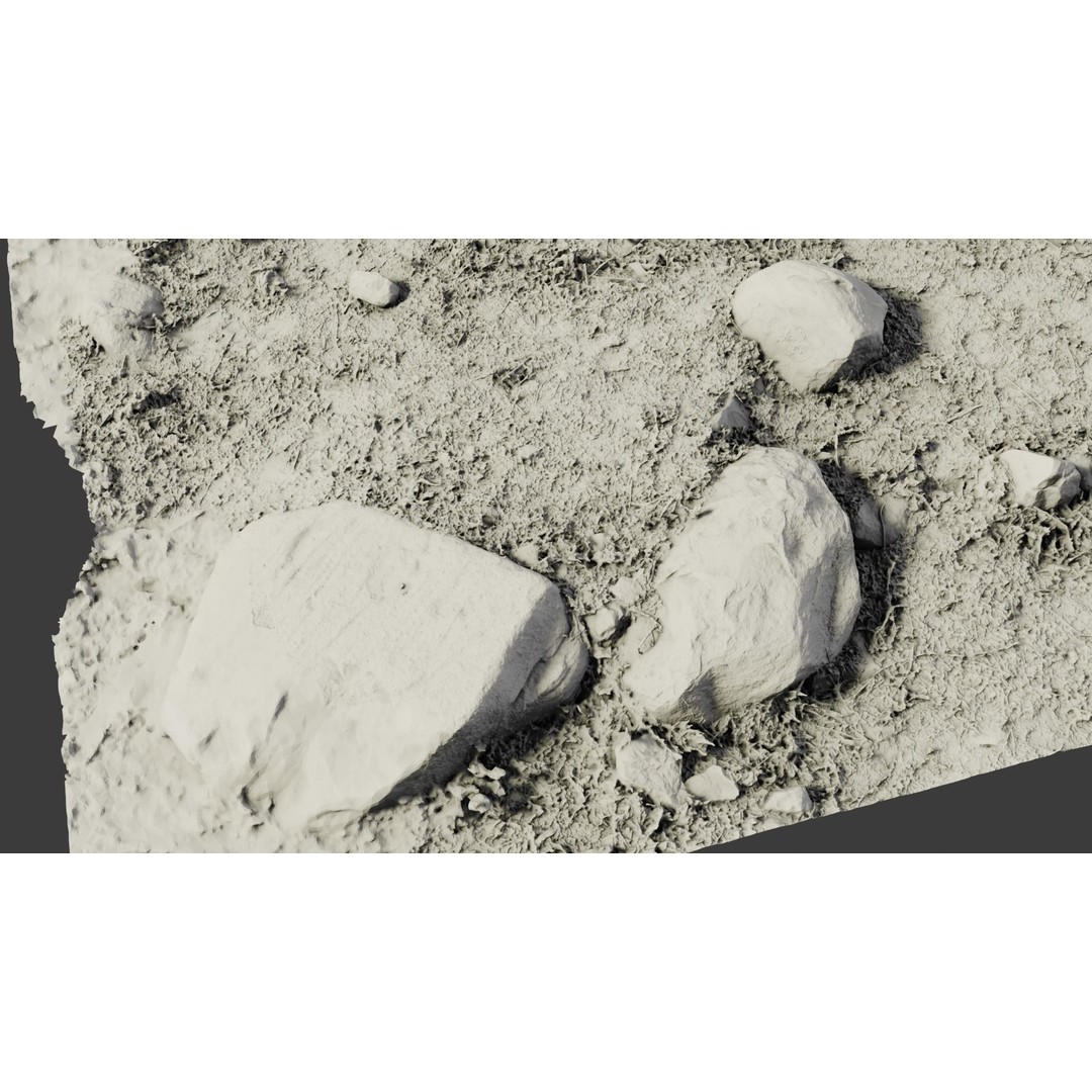 Rock-Laden Ground 3D Model – High-Detail Terrain Asset, OBJ - View 21