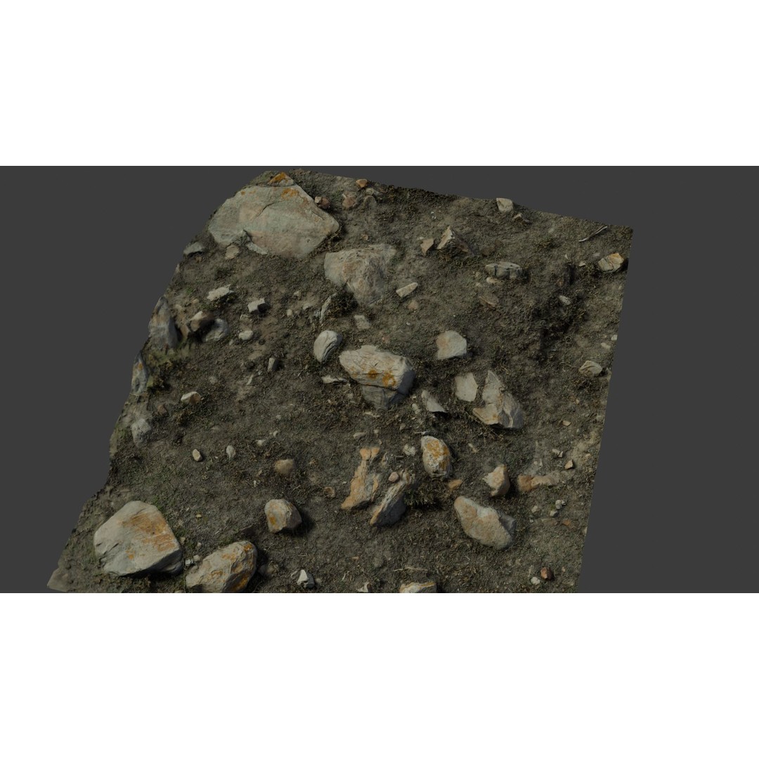 Rock-Laden Ground 3D Model – High-Detail Terrain Asset, OBJ - View 5