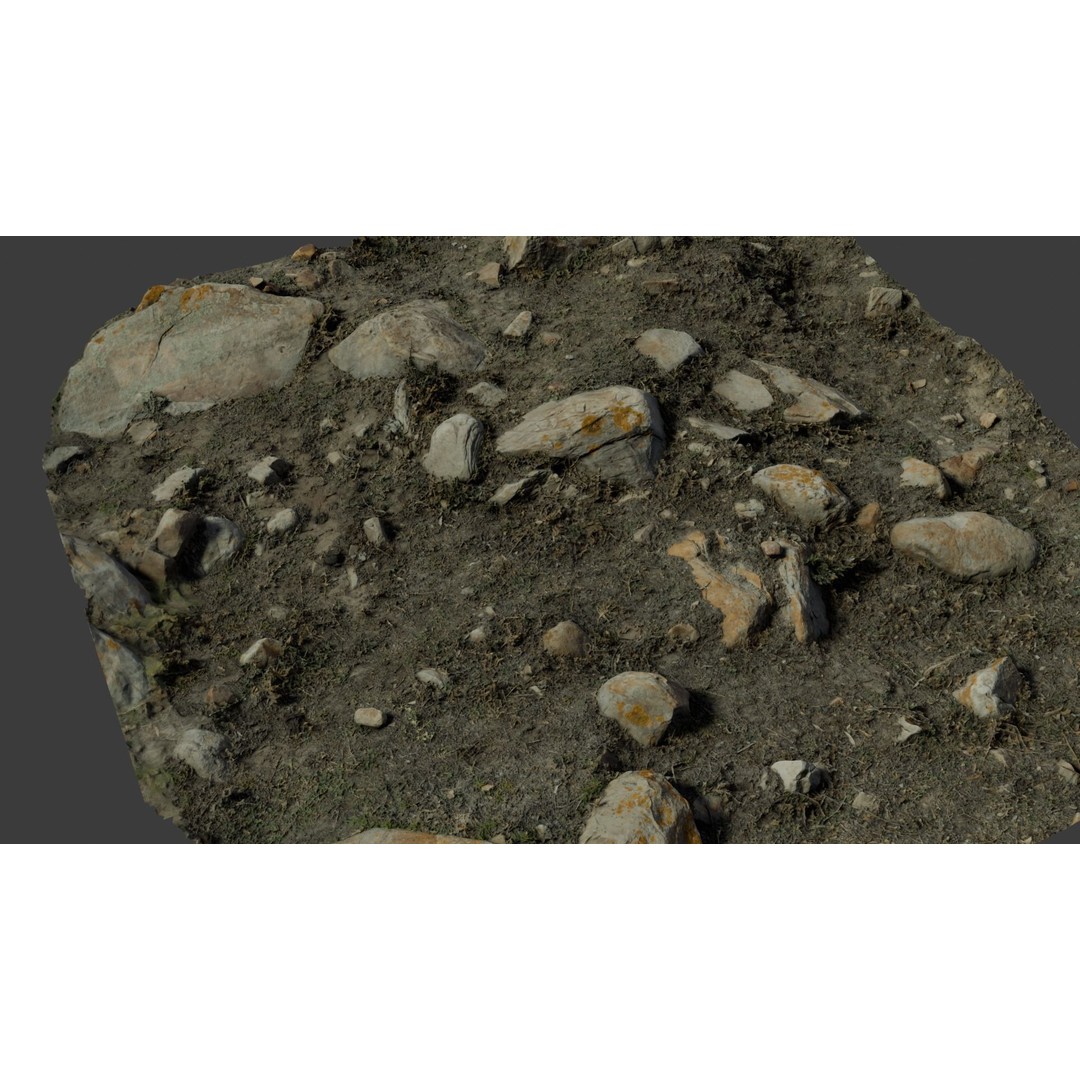 Rock-Laden Ground 3D Model – High-Detail Terrain Asset, OBJ - View 6