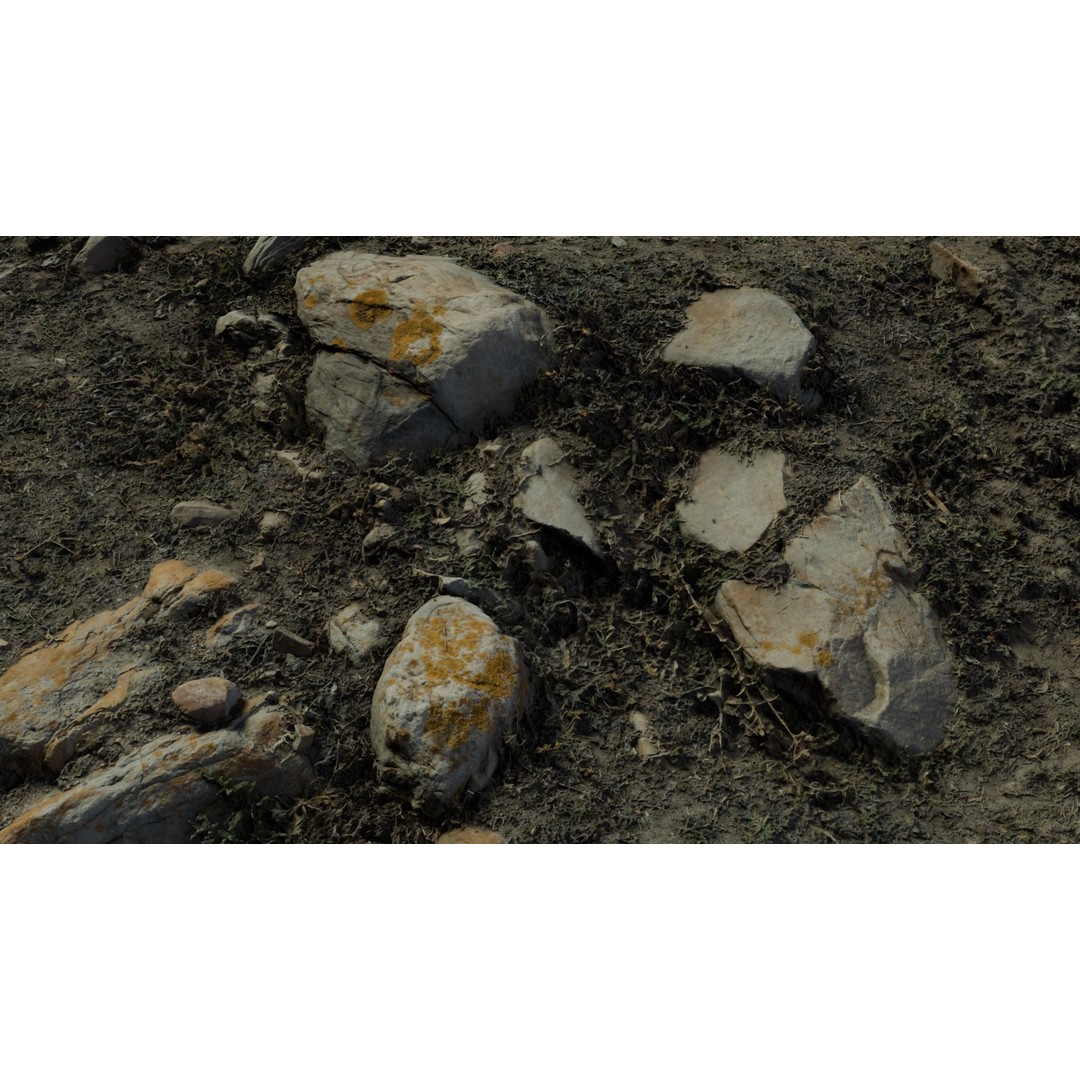 Rock-Laden Ground 3D Model – High-Detail Terrain Asset, OBJ - View 9