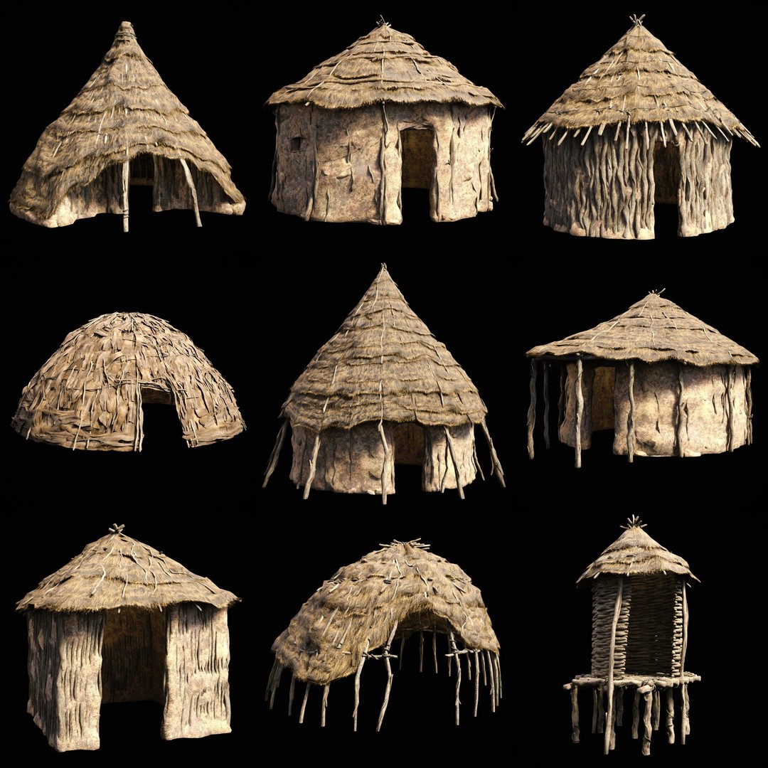 Primitive African Hut 3D Model – Low Poly Game Asset, FBX & OBJ