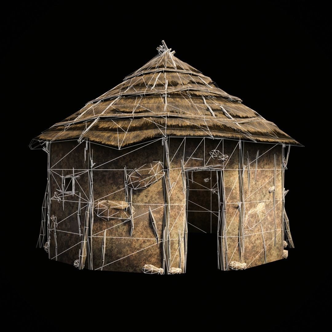 Primitive African Hut 3D Model – Low Poly Game Asset, FBX & OBJ - View 10