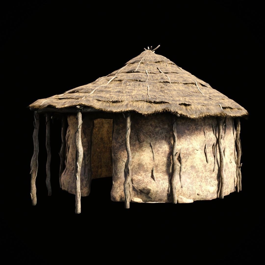 Primitive African Hut 3D Model – Low Poly Game Asset, FBX & OBJ - View 11