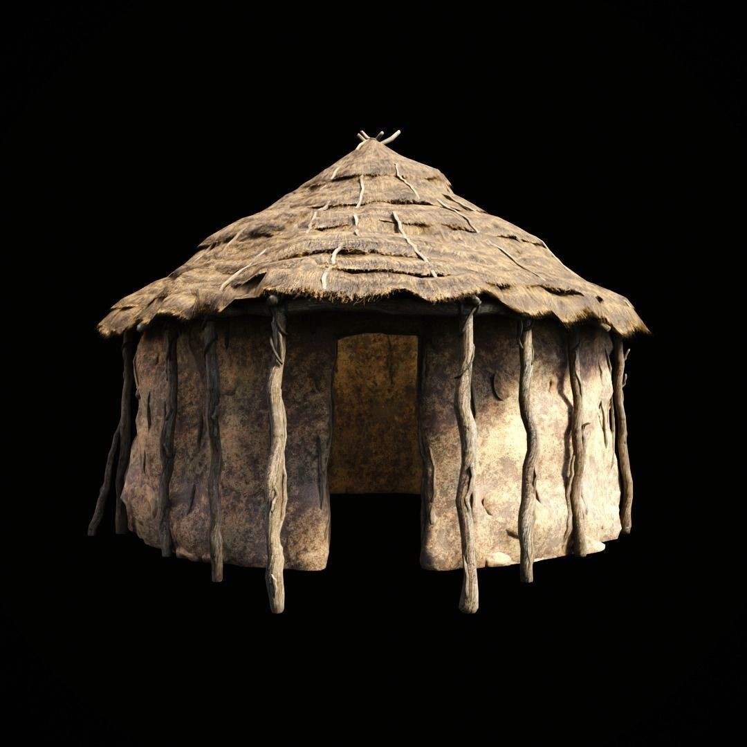 Primitive African Hut 3D Model – Low Poly Game Asset, FBX & OBJ - View 12